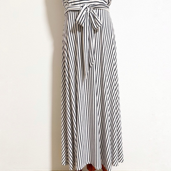 Loft Nautical Contrast Striped Tie Waist Midi Dress - Picture 5 of 10